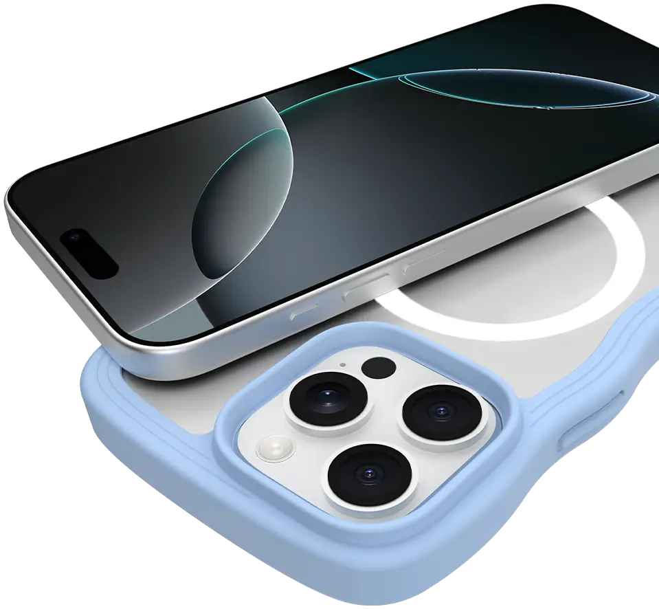 HappyCase Wavy Apple iPhone 16 Pro Hoesje MagSafe Back Cover Blauw afbeelding 12