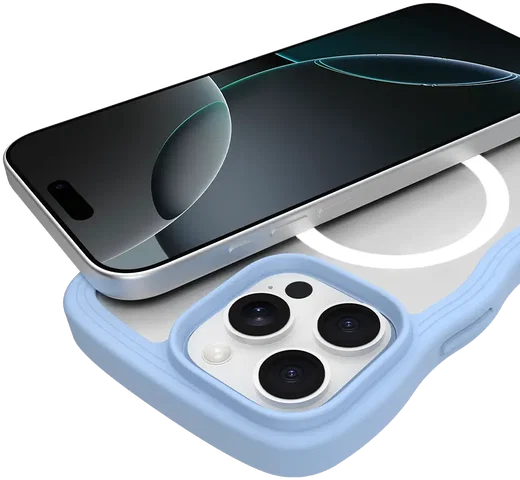 HappyCase Wavy Apple iPhone 16 Pro Hoesje MagSafe Back Cover Blauw afbeelding 12