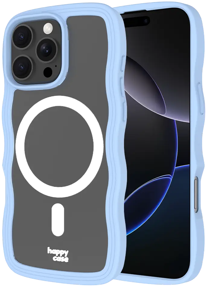 HappyCase Wavy Apple iPhone 16 Pro Hoesje MagSafe Back Cover Blauw afbeelding 23