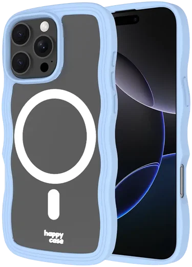 HappyCase Wavy Apple iPhone 16 Pro Hoesje MagSafe Back Cover Blauw afbeelding 23