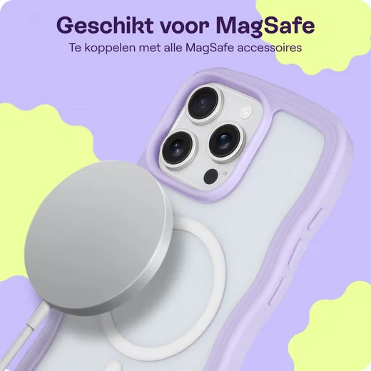 HappyCase Wavy Apple iPhone 16 Pro Hoesje MagSafe Back Cover Paars afbeelding 5