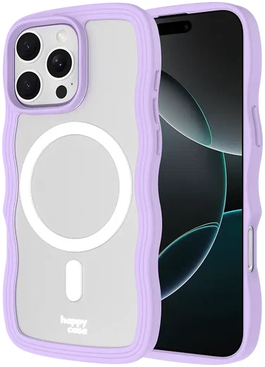 HappyCase Wavy Apple iPhone 16 Pro Hoesje MagSafe Back Cover Paars afbeelding 1