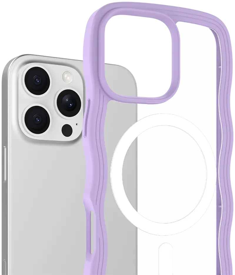HappyCase Wavy Apple iPhone 16 Pro Hoesje MagSafe Back Cover Paars afbeelding 2