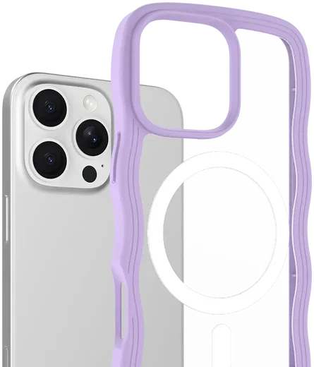 HappyCase Wavy Apple iPhone 16 Pro Hoesje MagSafe Back Cover Paars afbeelding 2
