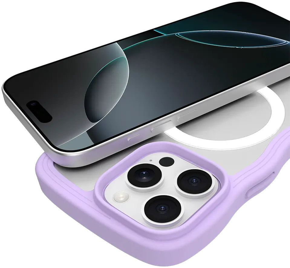 HappyCase Wavy Apple iPhone 16 Pro Hoesje MagSafe Back Cover Paars afbeelding 12
