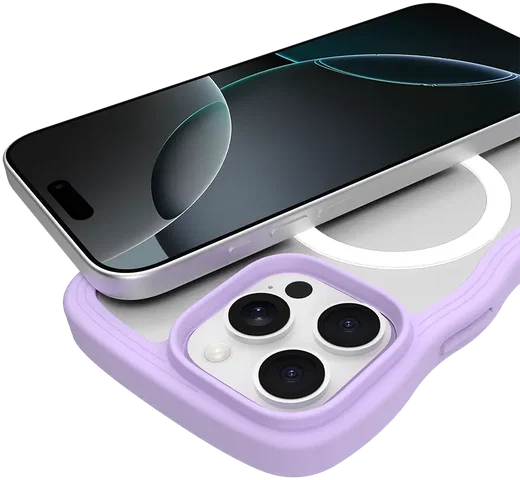 HappyCase Wavy Apple iPhone 16 Pro Hoesje MagSafe Back Cover Paars afbeelding 12
