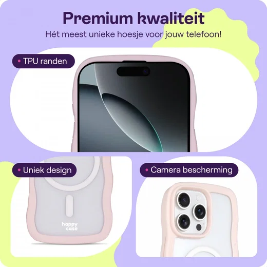 HappyCase Wavy Apple iPhone 16 Pro Max Hoesje MagSafe Back Cover Roze afbeelding 3