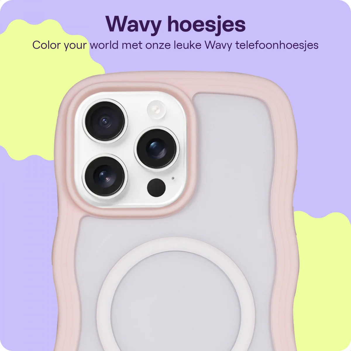 HappyCase Wavy Apple iPhone 16 Pro Max Hoesje MagSafe Back Cover Roze afbeelding 4