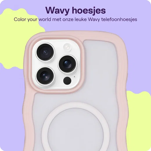 HappyCase Wavy Apple iPhone 16 Pro Max Hoesje MagSafe Back Cover Roze afbeelding 4