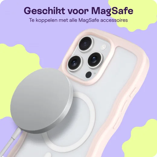 HappyCase Wavy Apple iPhone 16 Pro Max Hoesje MagSafe Back Cover Roze afbeelding 5