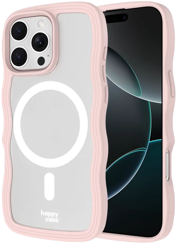 HappyCase Wavy Apple iPhone 16 Pro Max Hoesje MagSafe Back Cover Roze afbeelding 1