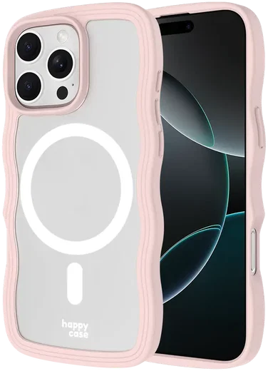 HappyCase Wavy Apple iPhone 16 Pro Max Hoesje MagSafe Back Cover Roze afbeelding 1