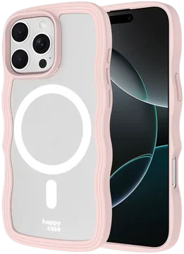 HappyCase Wavy Apple iPhone 16 Pro Max Hoesje MagSafe Back Cover Roze