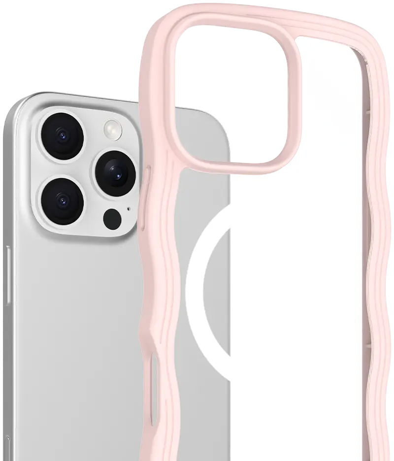 HappyCase Wavy Apple iPhone 16 Pro Max Hoesje MagSafe Back Cover Roze afbeelding 2