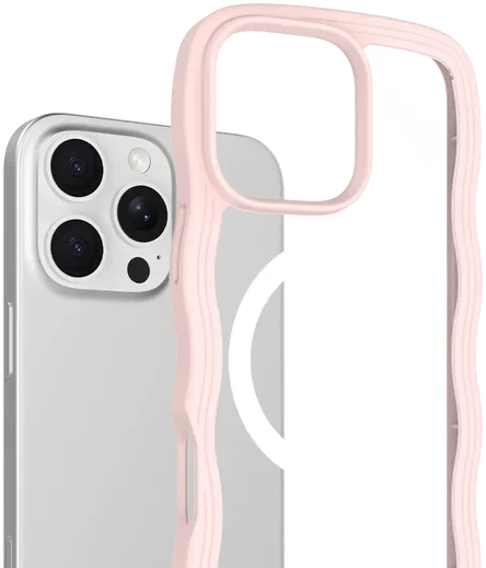 HappyCase Wavy Apple iPhone 16 Pro Max Hoesje MagSafe Back Cover Roze afbeelding 2