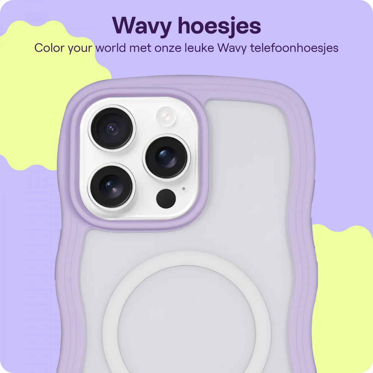 HappyCase Wavy Apple iPhone 16 Pro Max Hoesje MagSafe Back Cover Paars afbeelding 4