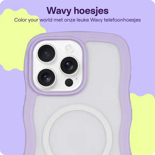 HappyCase Wavy Apple iPhone 16 Pro Max Hoesje MagSafe Back Cover Paars afbeelding 4