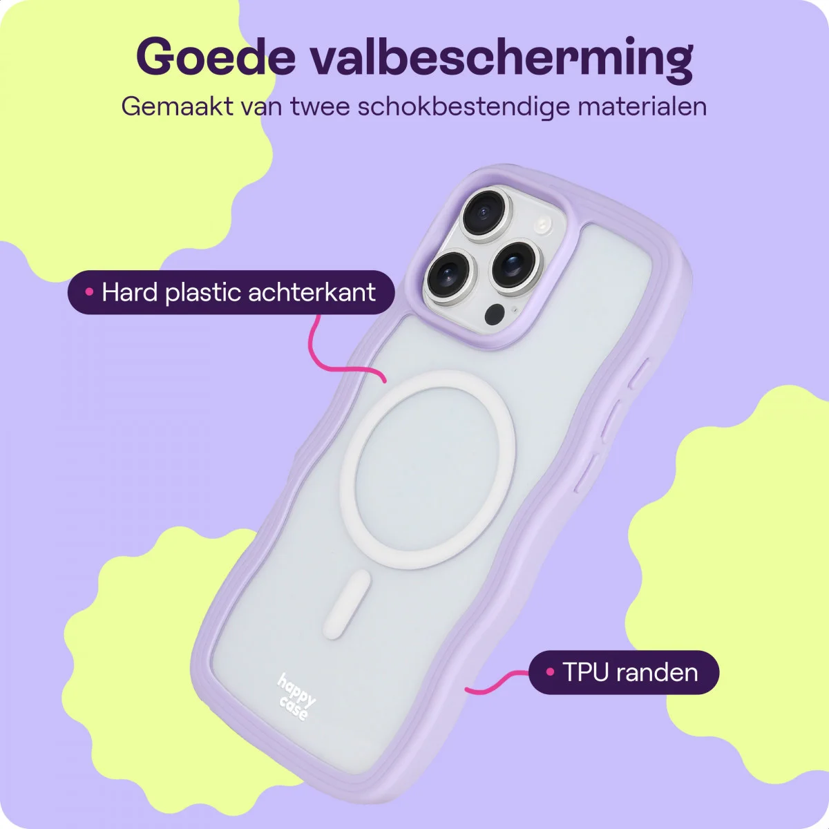 HappyCase Wavy Apple iPhone 16 Pro Max Hoesje MagSafe Back Cover Paars afbeelding 6