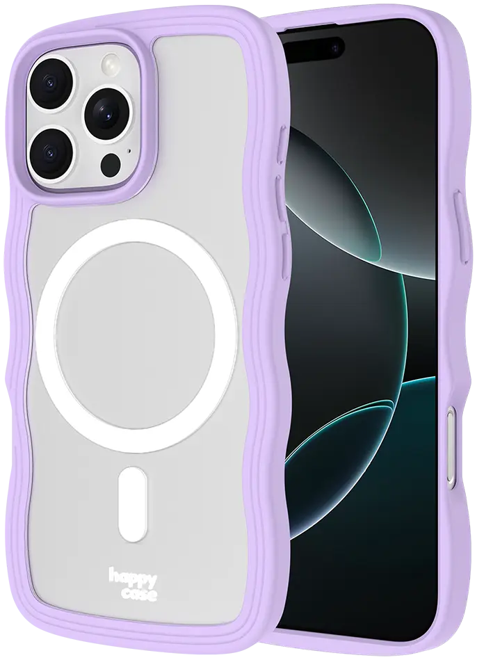 HappyCase Wavy Apple iPhone 16 Pro Max Hoesje MagSafe Back Cover Paars afbeelding 1