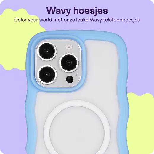 HappyCase Wavy Apple iPhone 16 Pro Max Hoesje MagSafe Back Cover Blauw afbeelding 4