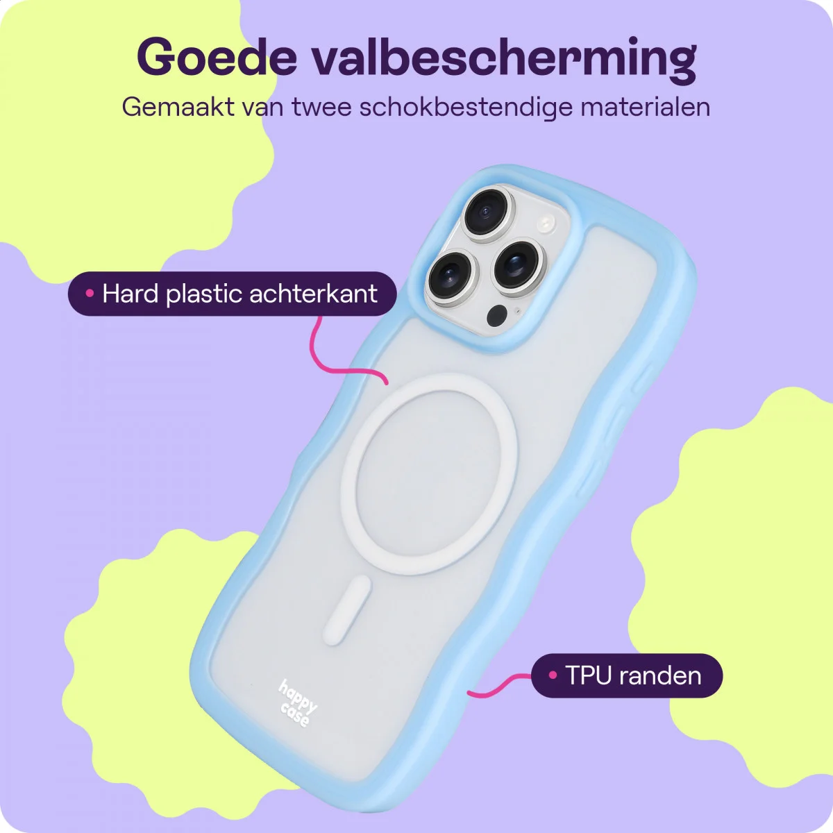 HappyCase Wavy Apple iPhone 16 Pro Max Hoesje MagSafe Back Cover Blauw afbeelding 6