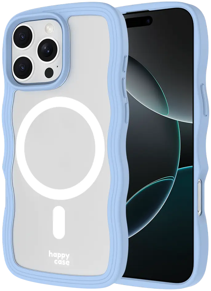 HappyCase Wavy Apple iPhone 16 Pro Max Hoesje MagSafe Back Cover Blauw afbeelding 1