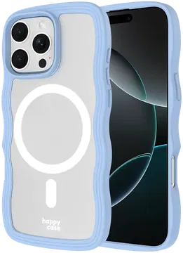 HappyCase Wavy Apple iPhone 16 Pro Max Hoesje MagSafe Back Cover Blauw