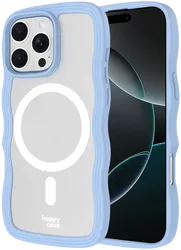 HappyCase Wavy Apple iPhone 16 Pro Max Hoesje MagSafe Back Cover Blauw afbeelding