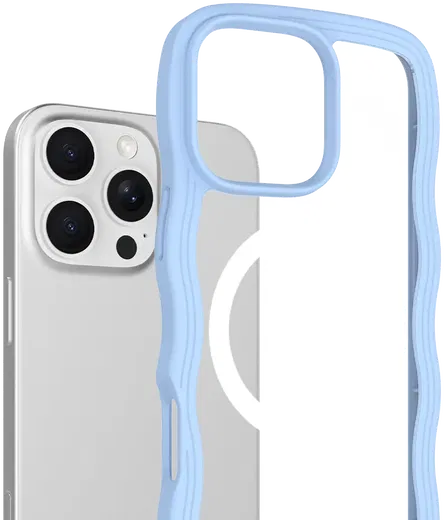 HappyCase Wavy Apple iPhone 16 Pro Max Hoesje MagSafe Back Cover Blauw afbeelding 2