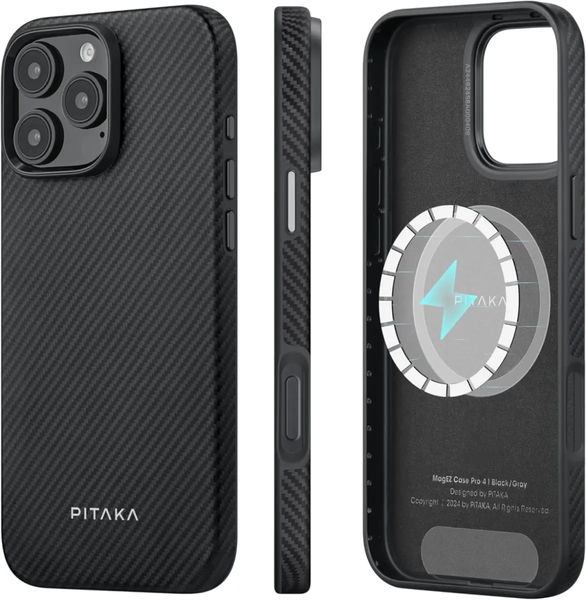 PITAKA MagEZ Pro 4 Military-Grade Apple iPhone 16 Pro Hoesje 600D MagSafe Zwart afbeelding 1