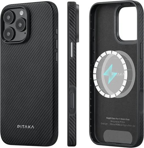 PITAKA MagEZ Pro 4 Military-Grade Apple iPhone 16 Pro Hoesje 600D MagSafe Zwart afbeelding 1