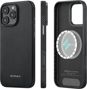 PITAKA MagEZ Pro 4 Military-Grade Apple iPhone 16 Pro Hoesje 600D MagSafe Zwart
