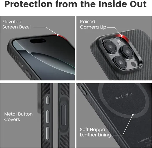 PITAKA MagEZ Pro 4 Military-Grade Apple iPhone 16 Pro Hoesje 600D MagSafe Zwart afbeelding 6