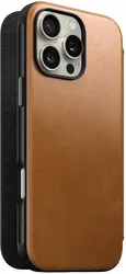 Nomad Modern Leather Folio Apple iPhone 16 Pro Max Hoesje English Tan afbeelding