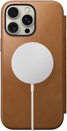 Nomad Modern Leather Folio Apple iPhone 16 Pro Max Hoesje English Tan afbeelding 2