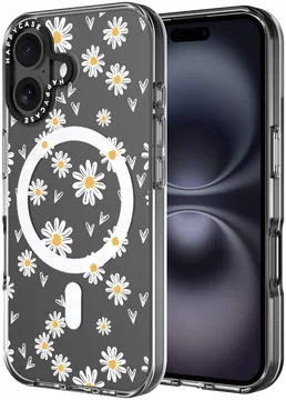 HappyCase Joy Apple iPhone 16 Hoesje MagSafe Back Cover Daisy Hearts
