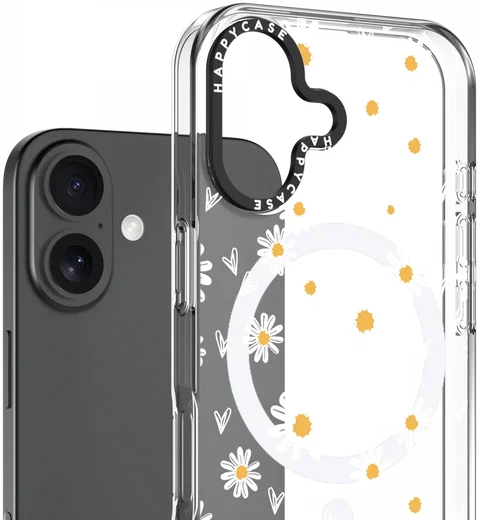 HappyCase Joy Apple iPhone 16 Hoesje MagSafe Back Cover Daisy Hearts afbeelding 2