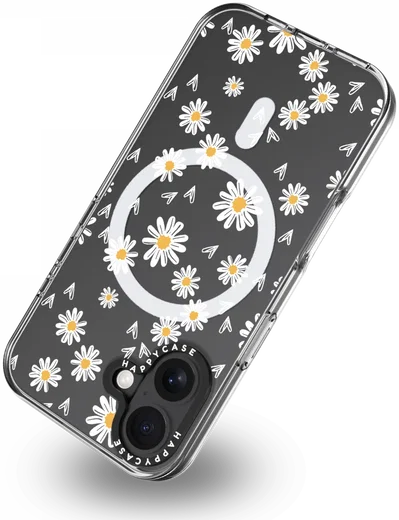HappyCase Joy Apple iPhone 16 Hoesje MagSafe Back Cover Daisy Hearts afbeelding 14