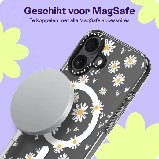 HappyCase Joy Apple iPhone 16 Hoesje MagSafe Back Cover Daisy Hearts afbeelding 5