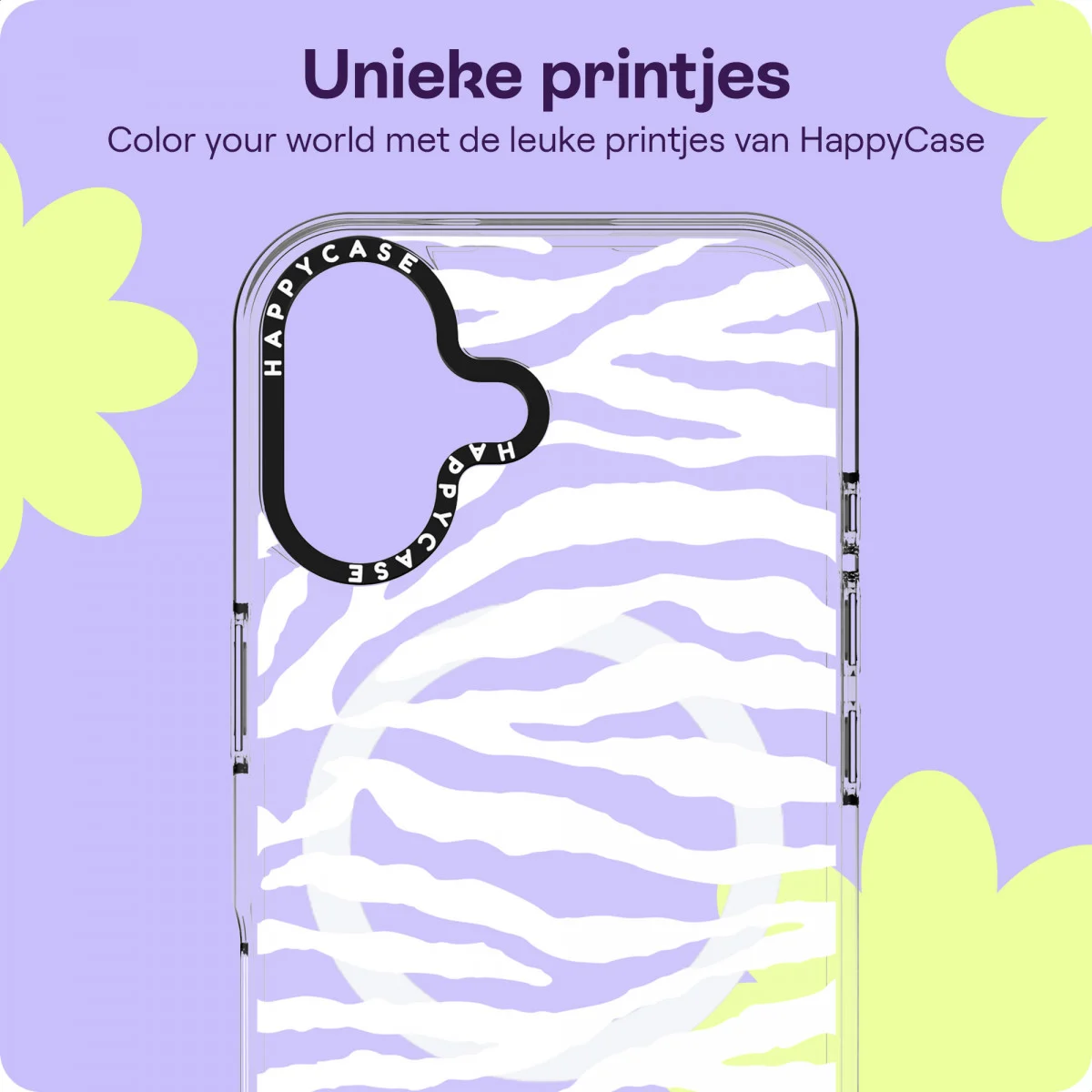 HappyCase Joy Apple iPhone 16 Hoesje MagSafe Back Cover Silver Zebra afbeelding 4