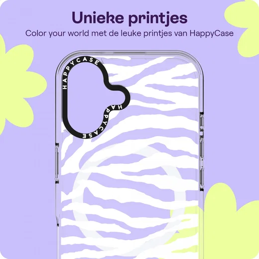 HappyCase Joy Apple iPhone 16 Hoesje MagSafe Back Cover Silver Zebra afbeelding 4