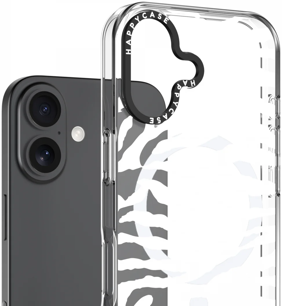 HappyCase Joy Apple iPhone 16 Hoesje MagSafe Back Cover Silver Zebra afbeelding 2