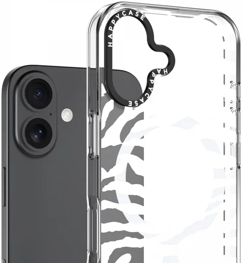 HappyCase Joy Apple iPhone 16 Hoesje MagSafe Back Cover Silver Zebra afbeelding 2