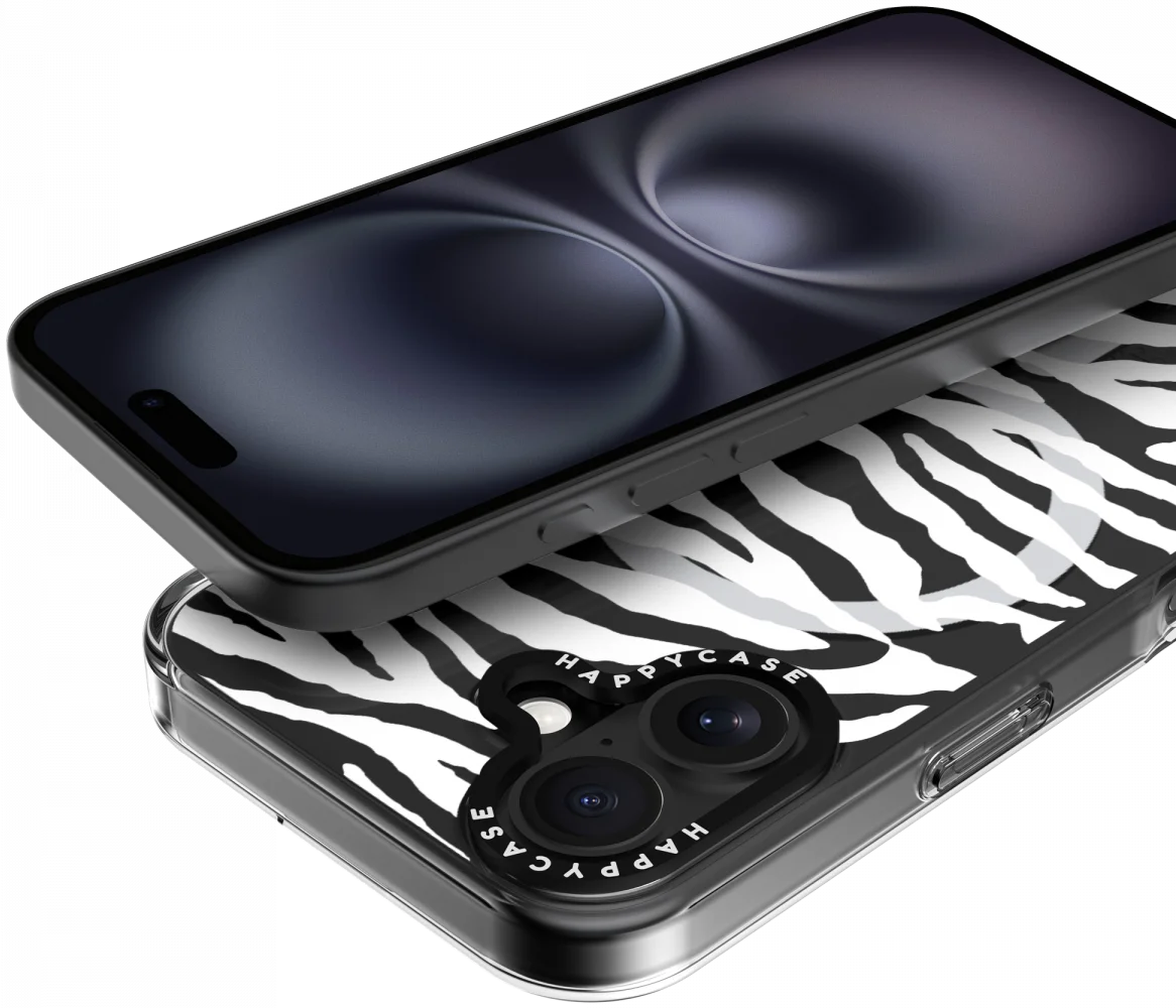 HappyCase Joy Apple iPhone 16 Hoesje MagSafe Back Cover Silver Zebra afbeelding 11
