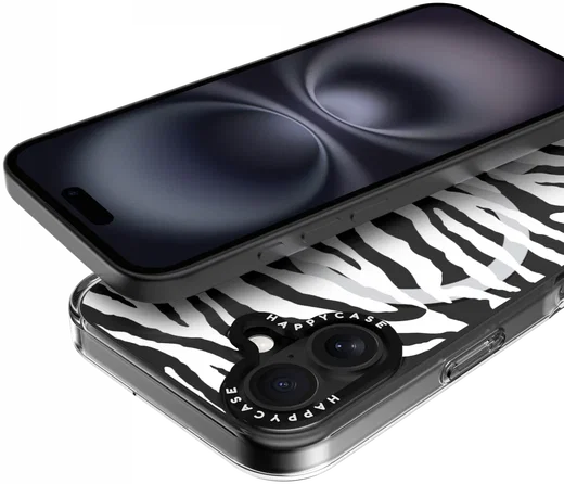HappyCase Joy Apple iPhone 16 Hoesje MagSafe Back Cover Silver Zebra afbeelding 11