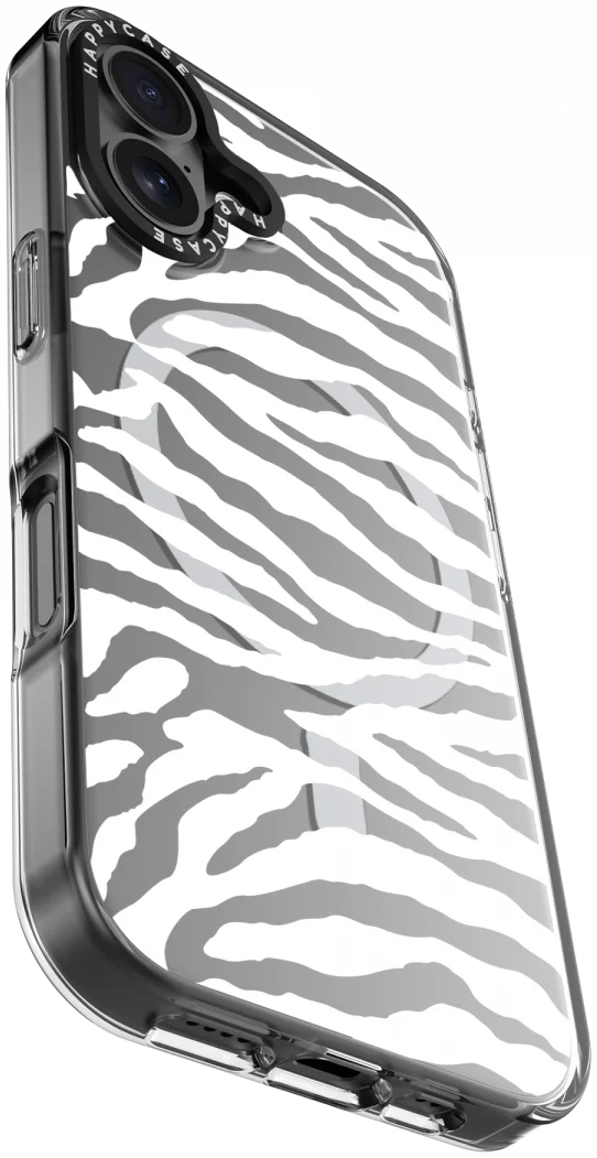 HappyCase Joy Apple iPhone 16 Hoesje MagSafe Back Cover Silver Zebra afbeelding 12