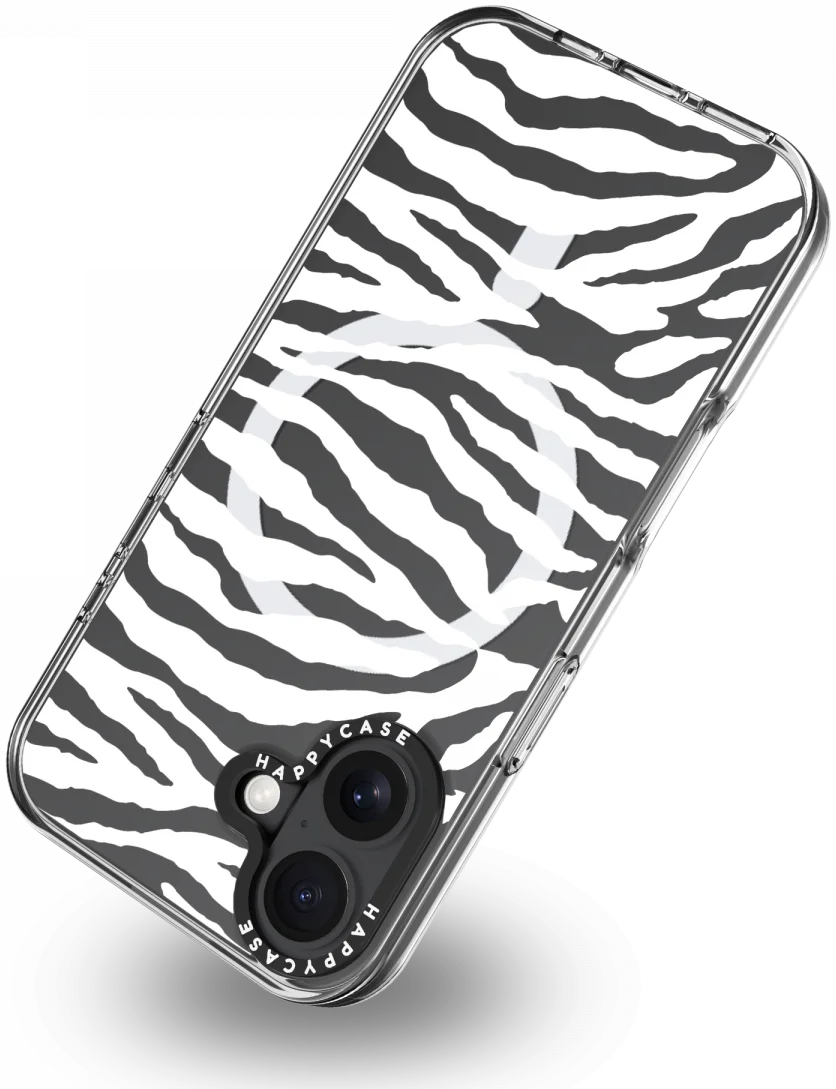 HappyCase Joy Apple iPhone 16 Hoesje MagSafe Back Cover Silver Zebra afbeelding 13
