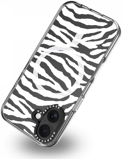 HappyCase Joy Apple iPhone 16 Hoesje MagSafe Back Cover Silver Zebra afbeelding 13