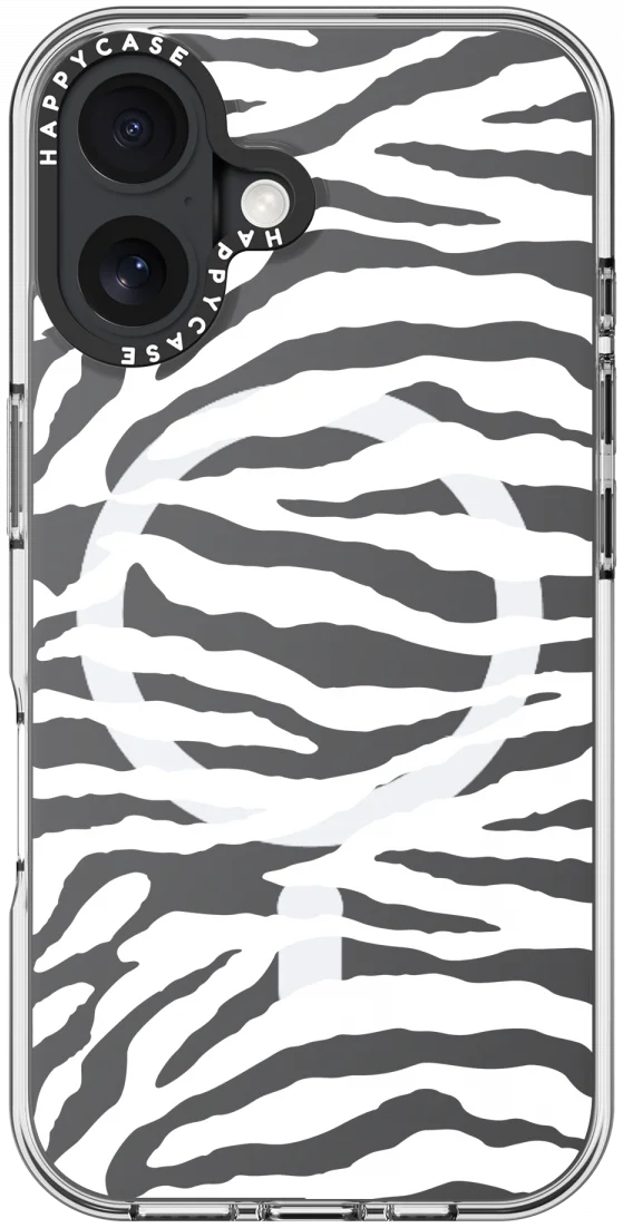 HappyCase Joy Apple iPhone 16 Hoesje MagSafe Back Cover Silver Zebra afbeelding 14