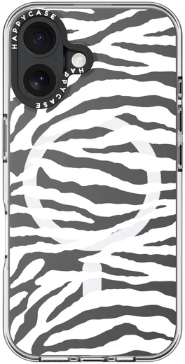 HappyCase Joy Apple iPhone 16 Hoesje MagSafe Back Cover Silver Zebra afbeelding 14